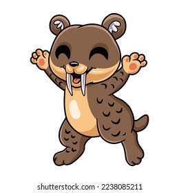 Cute little smilodon cartoon standing