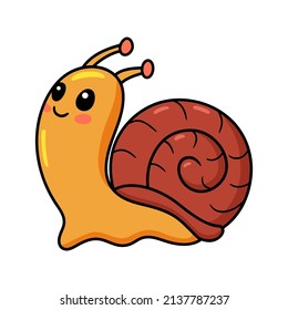 Cute little snail cartoon character