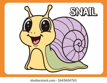 Cute little snail  cartoon illustration. vector 2 dimension