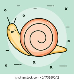 cute little snail kawaii character