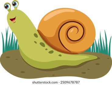 Ilustração de caracol pequeno bonito andando