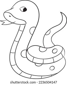 Cute Little Snake Vektorgrafik Linie Kunst