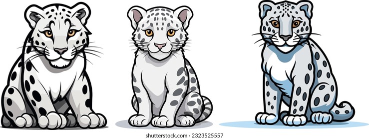 Cute little snow leopard head illustration portfolio