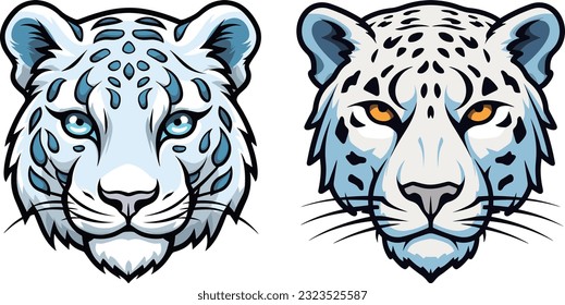 Cute little snow leopard head illustration portfolio