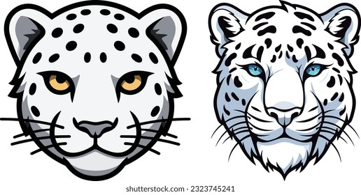 Cute little snow leopard head illustration