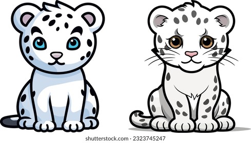 Cute little snow leopard head illustration