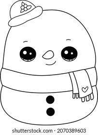 Cute little snowman. happy snowman.coloring page