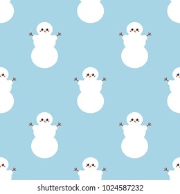 Cute little snowman. Seamless vector pattern