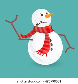 lindos hombres de nieve. Ilustración vectorial aislada en fondo blanco.