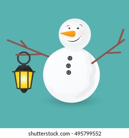 cute little snowmen. Vector Illustration isolated on white background.