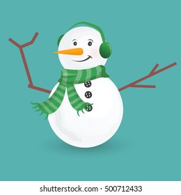 cute little snowmen. Vector Illustration isolated on white background.