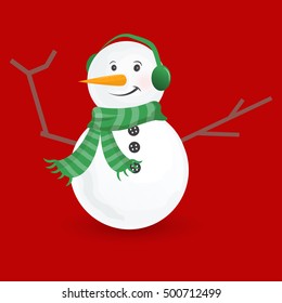 cute little snowmen. Vector Illustration isolated on white background.
