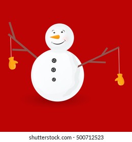 cute little snowmen. Vector Illustration isolated on white background.