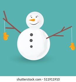 cute little snowmen. Vector Illustration isolated on white background.