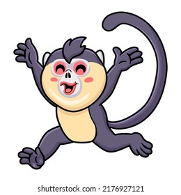 Cute little snub nosed monkey cartoon walking