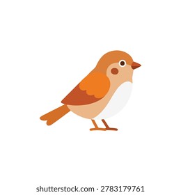 Cute little sparrow bird flat vector illustration. Sweet brown bird character isolated on white background