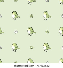 Cute little sparrow bird seamless pattern