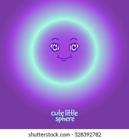 Cute little sphere. Planet in space. Background and elements for web design, posters, flyers, postcards. Cartoon character.