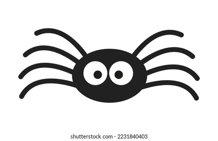 Cute little spider with big eyes isolated on white background. Halloween party design element. Vector cartoon illustration.