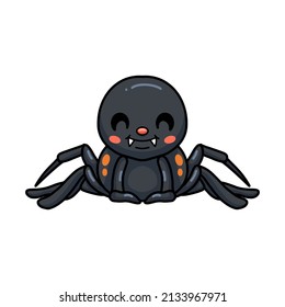 Cute little spider cartoon posing