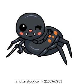 Cute little spider cartoon posing