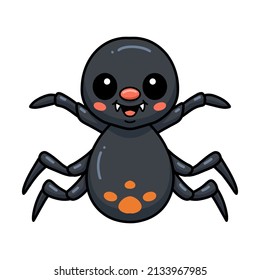 Cute little spider cartoon posing