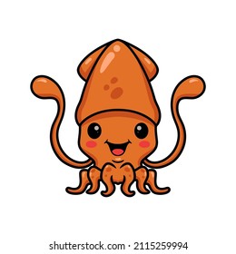 Cute Little Squid Cartoon Posing