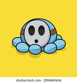 cute little squid vector wearing a mask,  Little squid vector, vector for making stickers, 