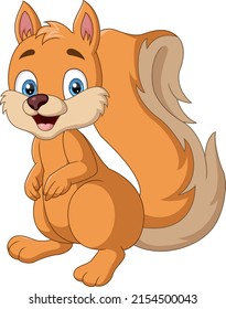 Cute little squirrel cartoon isolated on white background
