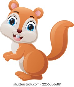 Cute little squirrel cartoon on white background