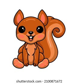 Cute little squirrel cartoon sitting