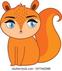 Cute little squirrel cartoon vector art and illustration