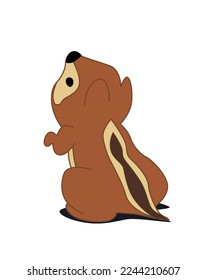 Cute little squirrel character standing in its two back legs. Cartoon style vector illustration isolated on white background.