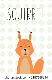 Cute little squirrel. Vector hand drawn illustration.