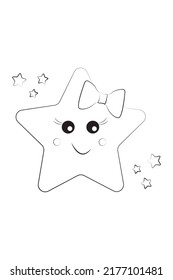 Cute little star character. Coloring page for kids, preschool activity
