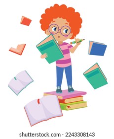 cute little student with books