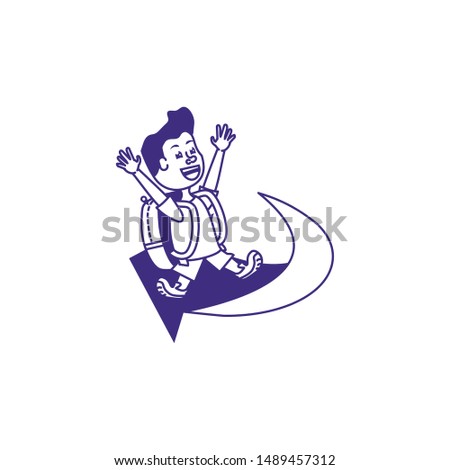cute little student boy with arrow