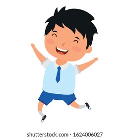 cute little student boy character vector illustration design