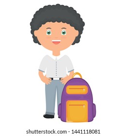 cute little student boy with schoolbag