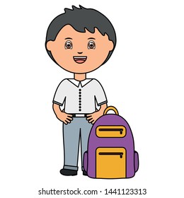 cute little student boy with schoolbag
