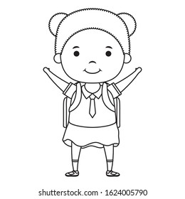cute little student girl character vector illustration design
