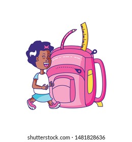 cute little student girl with school bag
