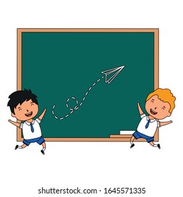 cute little students boys characters vector illustration design