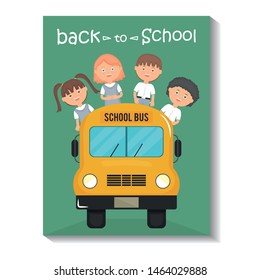 cute little students in bus school