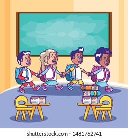 cute little students in the classroom