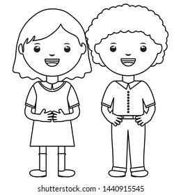 cute little students couple characters