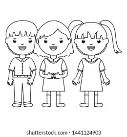 cute little students group characters
