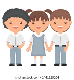 cute little students group characters