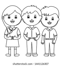 cute little students group characters