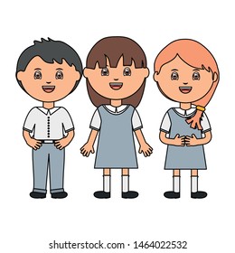 cute little students group characters